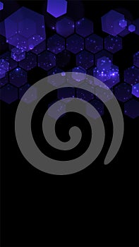Modern dark background with hexagons for mobile app. Modern dark abstract vector texture. Hexagon pattern. Gradient web
