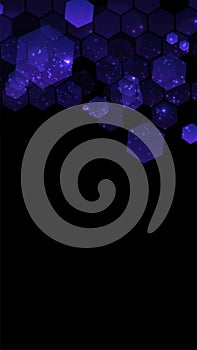 Modern dark background with hexagons for mobile app. Modern dark abstract vector texture. Hexagon pattern. Gradient web