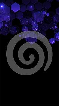 Modern dark background with hexagons for mobile app. Modern dark abstract vector texture. Hexagon pattern. Gradient web
