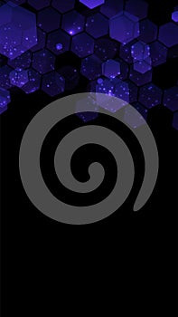 Modern dark background with hexagons for mobile app. Modern dark abstract vector texture. Hexagon pattern. Gradient web