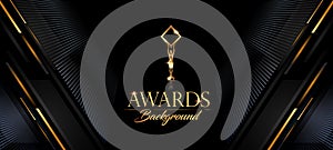 Modern Dark Black and Golden Slant Lines Luxury Background. Premium Award Background. Modern Abstract Design Template.