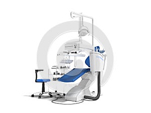 Modern dark blue leather chair for dental office with dentistry