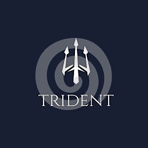 Modern dark blue trident logo design inspiration