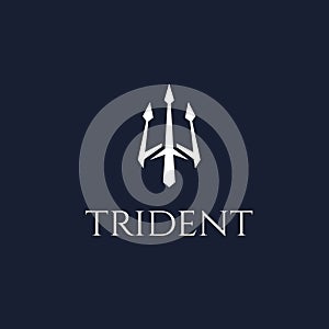 Modern dark blue trident logo design inspiration photo