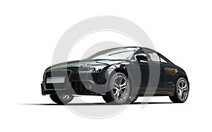 Modern Dark Car on White Background