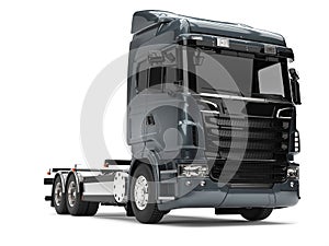 Modern dark gray blue heavy transport truck without a trailer