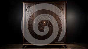 Modern Dark Wood Cabinet With Islamic Art Influence