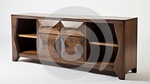 Modern Dark Wood Sideboard With Abstract Design And Polished Craftsmanship