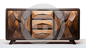 Modern Dark Woodsideboard With Geometric Shapes - Handcrafted Precisionist Art photo