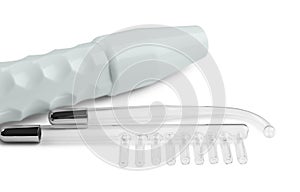 Modern darsonval with nozzles on white background. Microcurrent therapy