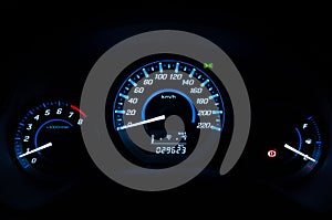 Modern Dashboard ,Car speedometer and counter with dark mode