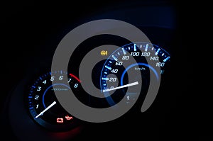 Modern Dashboard ,Car speedometer and counter with dark mode