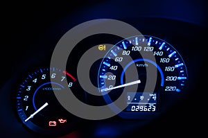 Modern Dashboard ,Car speedometer and counter with dark mode