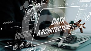 Modern Data Architecture Concept with Digital Interface and Analytics Visualization in a Business Environment