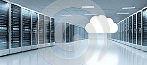 Modern Data Center with Advanced Cloud Computing Technology and High-Capacity Data Servers Storage