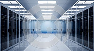 Modern Data Center Server Room Interior