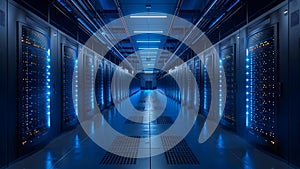 Modern data center and cloud networking in cyber security and network management. Concept Cyber