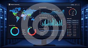 Data Center Control Room with Monitors.