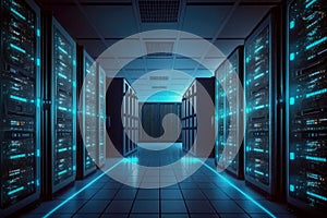 Modern data center cyber security and modern technology background.