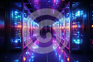 a modern data center for information processing, the Internet, data storage, devices for industrial and scientific research