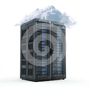 Modern Data Center Server Rack With Cloud Computing Concept