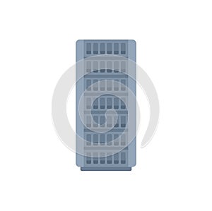 Modern data center server rack storing digital information