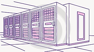 Modern data center server racks, symbolizing robust digital infrastructure, vector design Generative AI