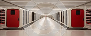 Modern Data Center Server Room Corridor Technology Infrastructure Cloud Computing