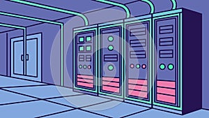 Modern Data Center Server Room, Depicting Digital Infrastructure Technology, vector design Generative AI