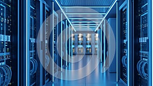 Data Center Server Room Modern Network and Computing Technology
