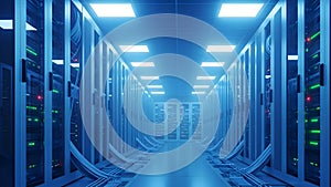 Data Center Server Room Modern Technology and Network Infrastructure