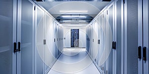 Modern Data Center Server Room. Generative ai