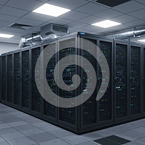 Modern Data Center Server Room Interior