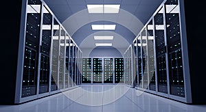 Modern Data Center Server Room Interior