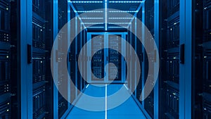 Data Center Server Room Blue Network Infrastructure, Computing