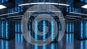 Data Center Server Room Modern IT Infrastructure, Cloud Computing