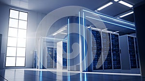 Data Center Server Room Modern IT Infrastructure, Cloud Computing