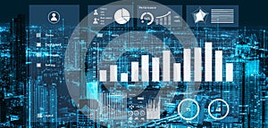 Modern Data Dashboard Visualization with Graphs and Charts Displaying User Performance Metrics in Urban Environment at