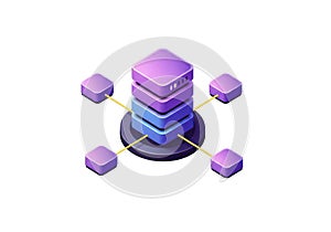 Modern data server illustration representing cloud computing and network connections, digital