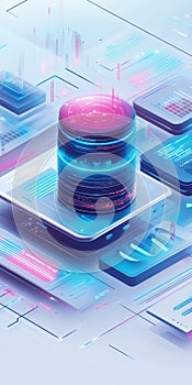 Modern Data Visualization Concept Featuring Realistic Big Data Elements in Technology Background