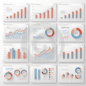 Modern Data Visualization Dashboard Infographic with Graphs and Charts in Minimal Style