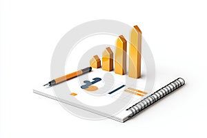 Modern Data Visualization with Graphs and Pen on Notebook for Business Analysis and Reporting