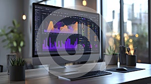 Modern Data Visualization Interface on Desktop Monitor