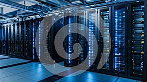 The modern datacenter racks.AI generated image