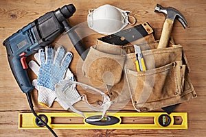 For the modern-day handyman. High angle shot of work tools.