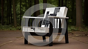 Modern De Stijl Armchair With Sculptural Use Of Paint
