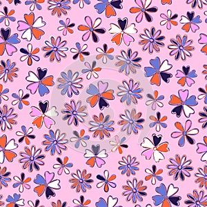 Modern decorative hand drawn trendy beautiful flower vector seamless pattern for textile and printing-Ditsy floral texture