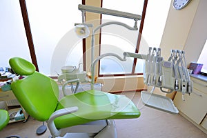 Modern dentistry chair and tools