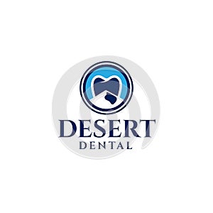 Modern DESERT DENTAL Tooth Mountain logo design