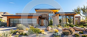 Modern Desert Oasis: Sleek Home with Earthy Tones and Clean Lines. Concept Sleek Design, Earthy